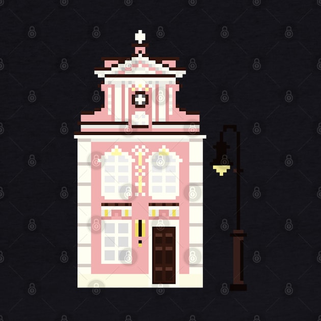 Cute Pink Building Pixel Art by toffany's